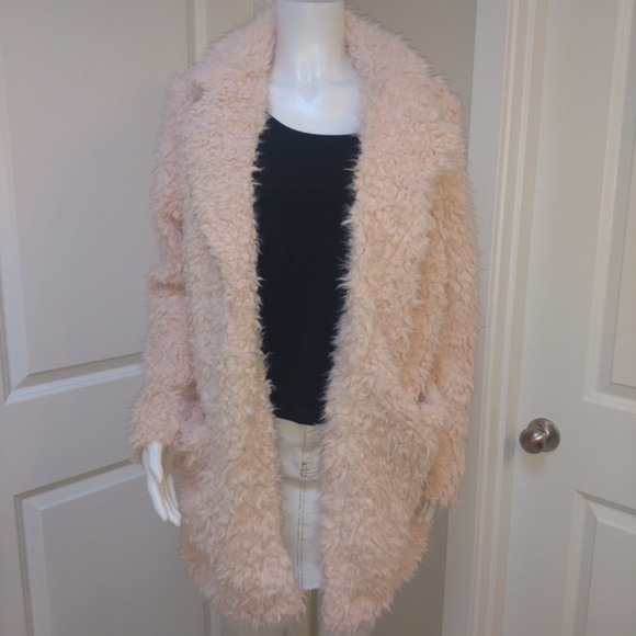 Faux Fur Jacket-Blush - Picture 1 of 3